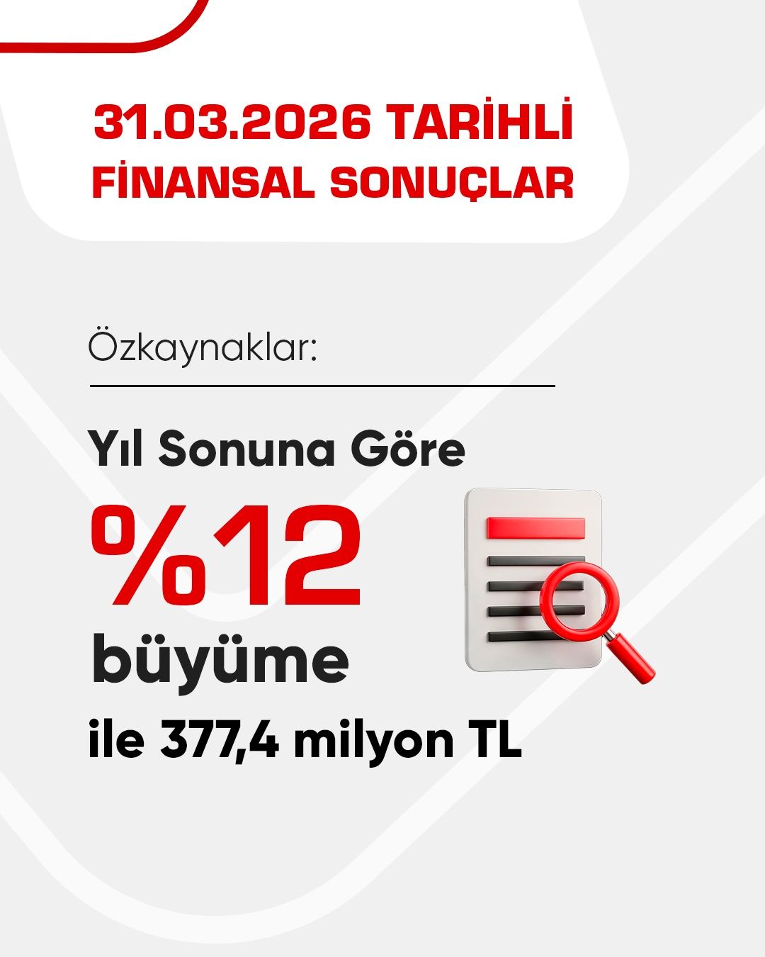 31.03.2026 finansal sonuçlar — özkaynaklar